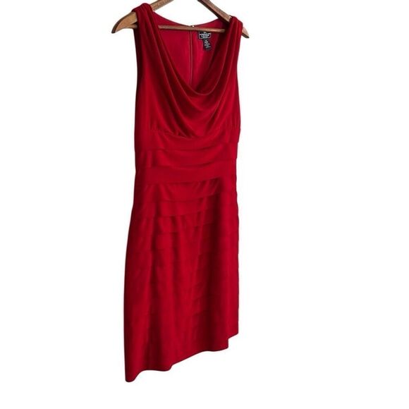 American Living Layered Drape Stretch Sleeveless Mini Sheath Dress Red Size 6 - Picture 2 of 8